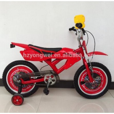 hot sell 16" motorcycle model children bike with carton logo on saddle and plastic parts